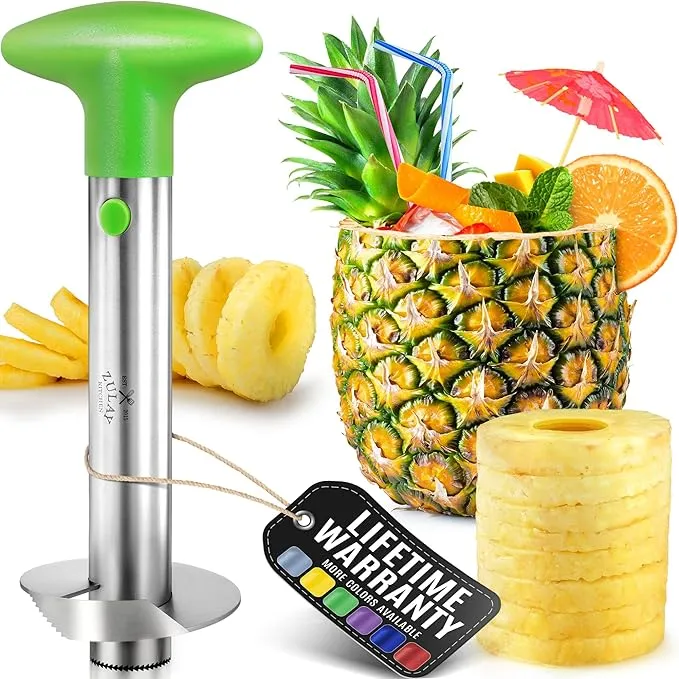 Zulay Kitchen Pineapple Corer and Slicer Tool - Stainless Steel Pineapple Cutter for Easy Core Removal & Slicing - Super Fast Pineapple Slicer and Corer Tool Saves you Time (Red)Zulay Kitchen Pineapple Corer and Slicer Tool - Stainless St…