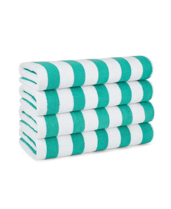 American Soft Linen, 100% Cotton 4 Pack Beach Towels, 30" x 60" Cabana Striped Pool Towels, Gray