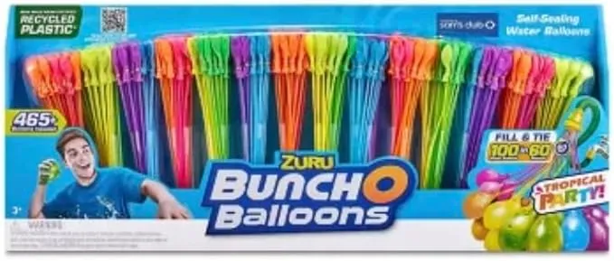 ZURU Bunch O Balloons 465 Rapid-Fill Self-Tying Recyclable Water Balloons (14 Stems)