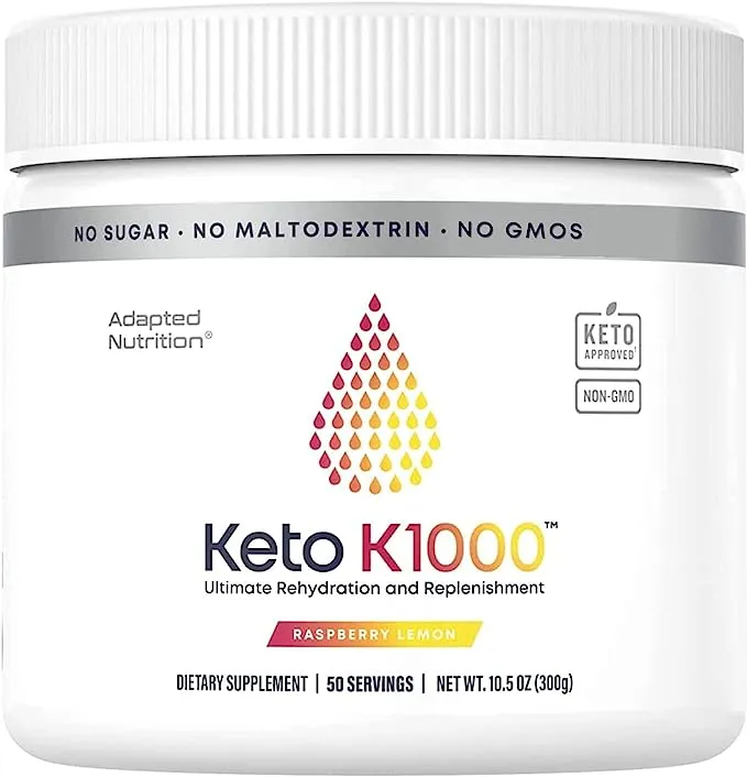 Keto K1000 Electrolyte Powder | Hydration Supplement Drink Mix | Boost Energy & Beat Leg Cramps | No Maltodextrin or Sugar | Watermelon, Lighter Stevia Taste | 50 Servings