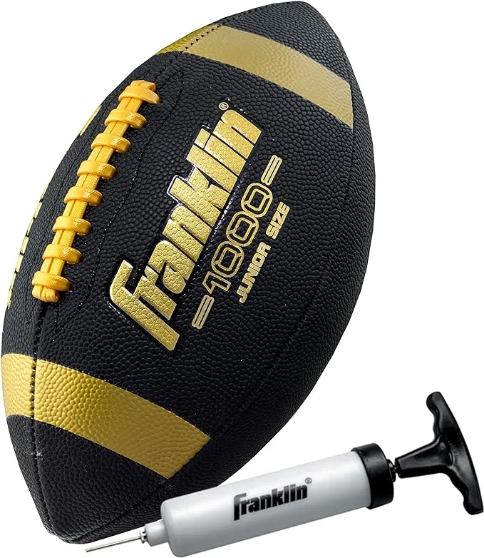 Franklin Sports Youth Footballs - Junior + Pee Wee Kids Footballs - All-Weather Synthetic Leather Outdoor Footballs - Extra Grip 1000 Footballs for Kids - 1 Packs + 12 Football Team Packs