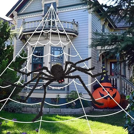 OCATO 200" Halloween Spider Web with 59" Giant Spider Decorations