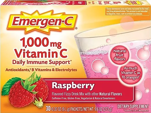 Emergen-C Original Formula, Raspberry, 0.32 oz Packet, 30 Packets/Box