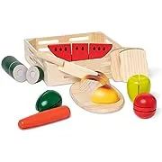 Melissa & Doug Cutting Food - Play Set With 25+ Hand-Painted Wooden Pieces, Knife, and Cutting Board - Pretend Play Kitchen Fruit Toys For Toddlers And Kids Ages 3+Melissa & Doug Cutting Food - Play Set With 25+ Hand-Pai…