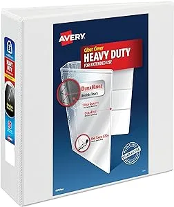 Avery Heavy-Duty View 3 Ring Binder, 3" One Touch EZD Rings, 1 White Binder (79193)