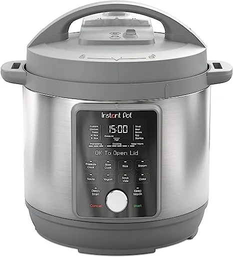 Silver 8 qt. Stainless Steel Duo Plus Multi-Use Electric Pressure Cooker with Whisper-Quiet Steam Release, V4