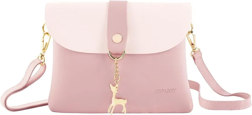 Small Crossbody Purse,PU Leather Small Purse For Womens Goldchain-pink