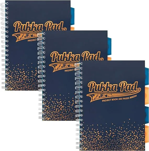 Pukka Pad, 5 Subject Spiral Notebook 3-Pack with Repositionable Dividers - 200 Pages of 80GSM Paper with Perforated Edges, Great for Office, Planning, Staying Organized - Blossom, B5-7 X 10in