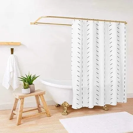 boho farmhouse shower curtain set for bathroom, hooks included, black and white, size 72x72