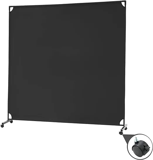 Spurgehom 6FT Single Panel Rolling Room Divider, Partition Privacy Screens with Wheels, Freestanding Fabric Room Panel, Portable Wall Divider for Office, Room,Restaurant, Hospital (Black)