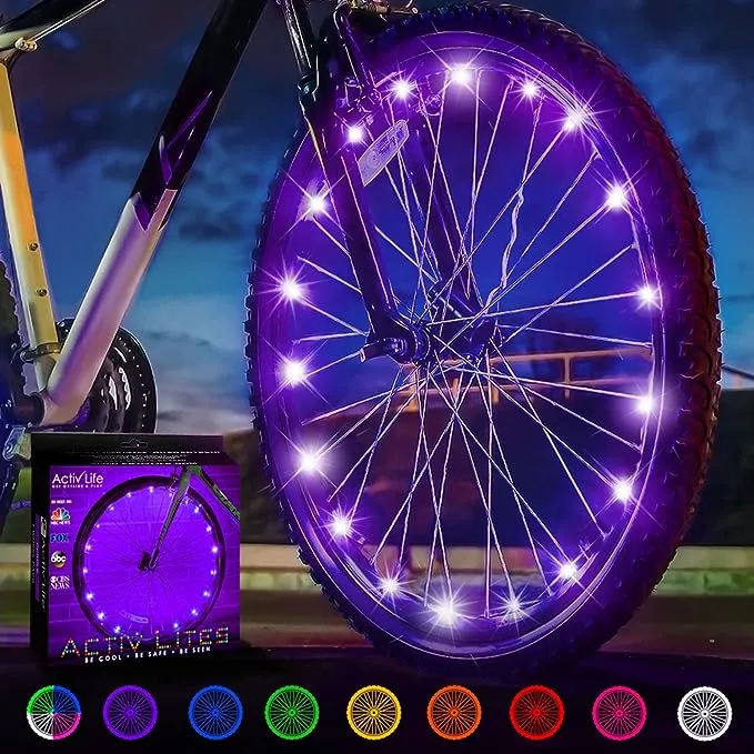 Paquete de 1 neumático Luces LED para rueda de bicicleta con baterías incluidas