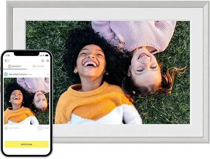 Aura Carver 10.1" WiFi Digital Picture Frame | The Best Digital Frame for Gifting | Send Photos from Your Phone | Quick, Easy Setup in Aura App | Free Unlimited Storage | (Clay with White Mat)Aura Carver 10.1" WiFi Digital Picture Frame | The Best Digita