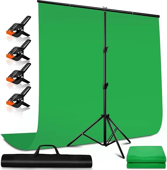 Heysliy Green Screen Backdrop with Stand, 5 X 6.5 Ft Portable Green Screen Kit with 6.5 X 6.5 Stand for Streaming, Gaming,Zoom