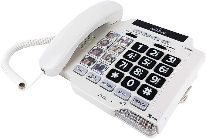 ClearSounds CSC500 Amplified Landline Phone with Speakerphone and Photo Frame Buttons - Up to 30dB Amplification, T-Coil Hearing Aid CompatibleClearSounds CSC500 Amplified Landline Phone wi…