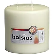 BOLSIUS Three Wick Big Pillar Candle Ivory – 6x6 Inches - Premium European Quality - 75 Hours Burn Time - Relight Unscented Large Pillar Candle - Smooth & Smokeless Flame - Wedding, & Party CandleBOLSIUS Three Wick Big Pillar Candle Ivory – 6x6 Inches - 