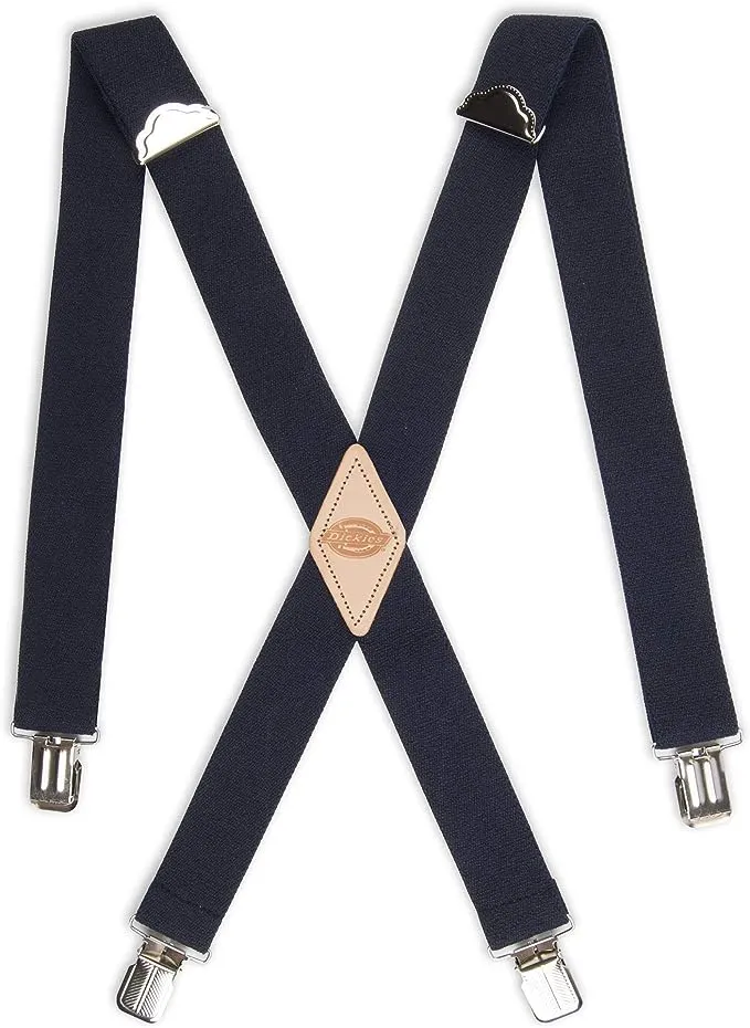 Dickies Navy Elastic X-Back Heavy Duty Clip-End Work Suspender Braces NWT