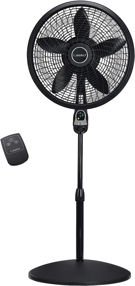 Cyclone Adjustable-Height 18 in. 3 Speed Black Oscillating Pedestal Fan with Programmable Timer and Remote Control