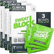 SweatBlock Antiperspirant Wipes Maximum Clinical Strength Treat Hyperhidrosis Excessive Sweating for Men Women Teens