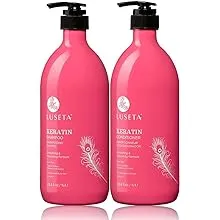 Luseta Keratin Smooth Shampoo and Conditioner Set Moisturizing and Hydrating for Damaged and Dry Hair Prevent Further Breakage Free of Sulfate and phosphate