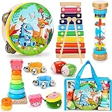 Oathx Kids Drum Set - 11 in 1 Musical Instruments for Toddlers Baby PR