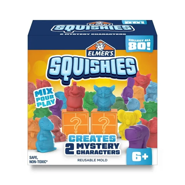 Elmer’s Squishies DIY Squishy Toy Kit, 4 Count Mystery Characters