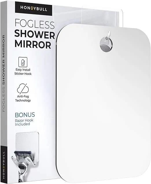 Honeybull Fogless Shower Mirror with Razor Holder - Large 8x10in | adamsbargainshop