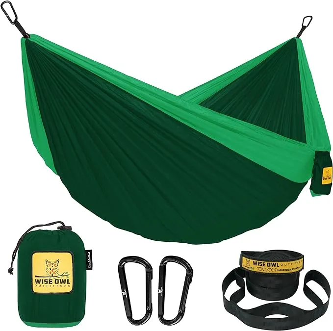 Wise Owl Outfitters Hammock for Camping Hammocks Gear for The Outdoors Backpacking Survival or Travel - Portable Lightweight Parachute Nylon - Up to 500lbs