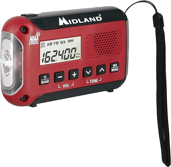 Midland - ER10VP Weather Radio with Flashlight & Emergency Alert - AM/FM Radio - Compact and Easy to Carry - SOS Strobe Signal and Headphone Jack 