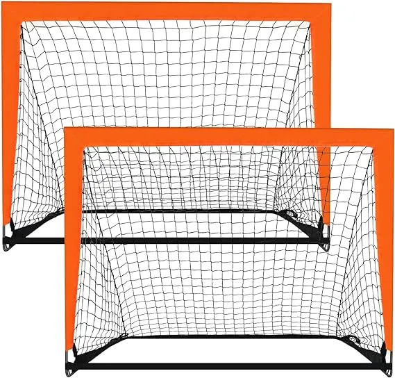 2 Pack 4’ x 3’ Size Portable Kid Soccer Goals for Backyard, Indoor and Outdoor Pop Up Soccer Goals, Orange, Theresduet