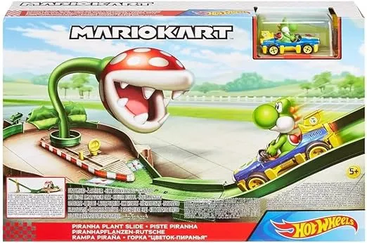 Hot Wheels Mario Kart Track Set Assortment 4 Different Tracks with Mario Kart 1:64 Scale Vehicles and Nemesis From Video Game Gift for Kids 3 Years and OlderHot Wheels Mario Kart Track Set Assortment 4 Different Tracks with Mario Kart 1:64 Scale Vehicles