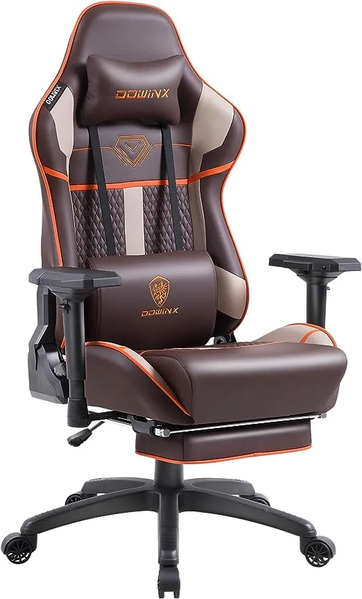 Dowinx Gaming Chair High Back Computer Chair with Footrest, Breathable Quilted PU ...