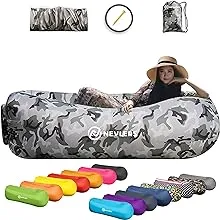 Mockins Inflatable Blow Up Lounger Outdoor Chair Bed Sofa, Travel Bag &amp; Pockets