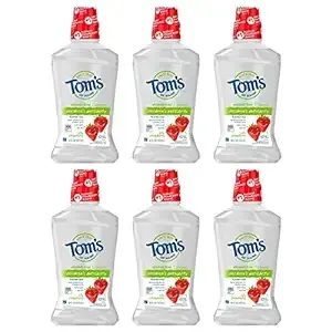 Tom's of Maine Children's Anticavity Fluoride Rinse Mouthwash, Silly Strawberry, 16 Fl Oz (Pack of 6) (Packaging May Vary)