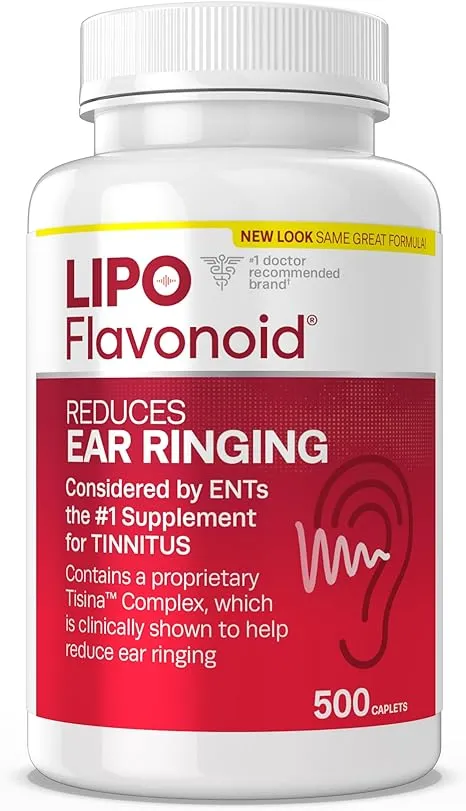 Lipo-Flavonoid Plus, Tinnitus Relief for Ringing Ears, OTC Flavonoid Ear Health Vitamins, Bioflavonoids & Vitamin C, 150 Caplets