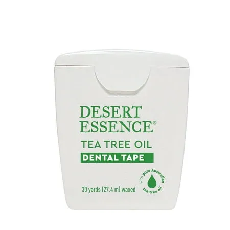 Desert Essence Tea Tree Oil Dental Tape - 30 Yards - Pack of 6 - Naturally Waxed w/Beeswax - Thick Flossing No Shred Tape - On The Go - Removes Food Debris Buildup - Cruelty-Free Antiseptic