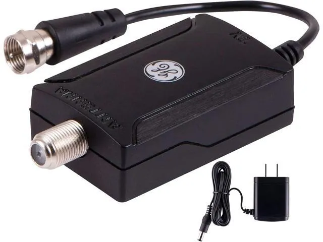 GE Indoor HD Digital TV Antenna Amplifier, Low Noise Antenna Signal Booster, Clears Up Pixelated Low-Strength Channels, Supports HD Smart TV VHF.