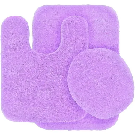 Bathroom Set Solid Color Lilac #6 Non Slip Soft Chenille Bath Rug With Rubber Backing For Bathroom Home decor U-Shape Contour Rug Mat And Toilet Lid Cover