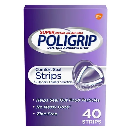 Super Poligrip Comfort Seal Strips Denture Adhesive - 40 Strips