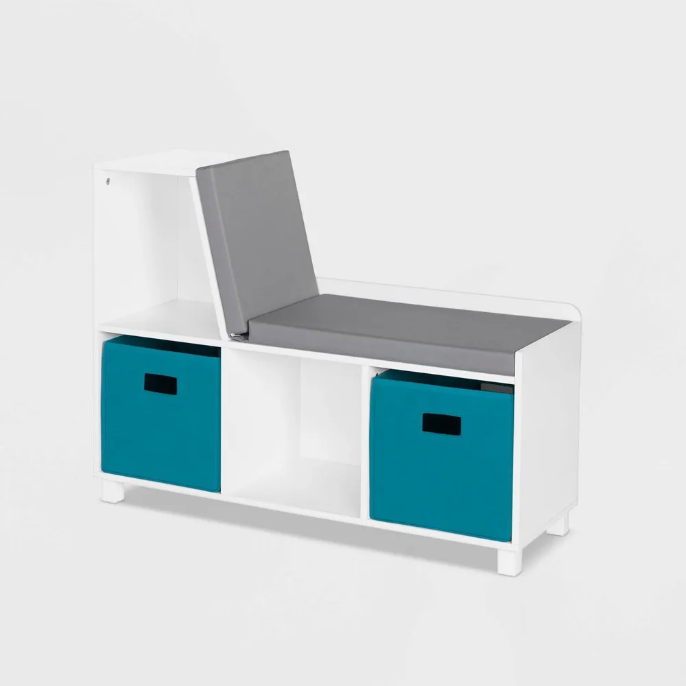 RiverRidge Home Book Nook Collection Kids Storage Bench with Cubbies - Turquoise