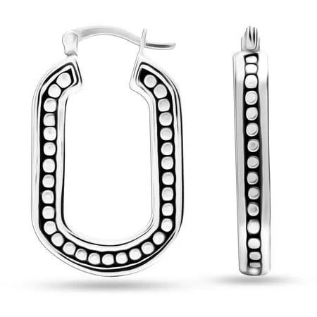 LeCalla 925 Sterling Silver Jewelry Antique Light-Weight Click-Top Hoop Earrings for Women and Teen Girls 30MM