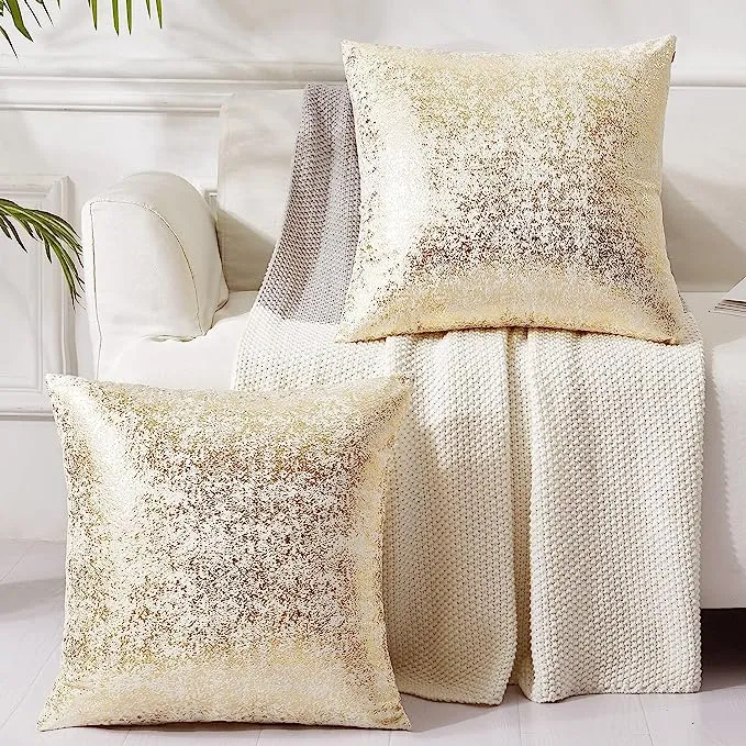 Gold And White Pillow Set Of 2champagne Pillow Covers24x24gli<wbr/>tter Decorative Vel