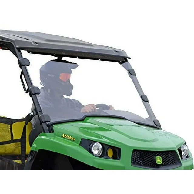 SuperATV Heavy Duty Scratch Resistant Full Windshield for 2018+ John Deere Gator XUV 835E / 835M / 865E / 865M | 1/4" Thick Polycarbonate 250 Times Stronger Than Glass | Hard Coated | USA Made!