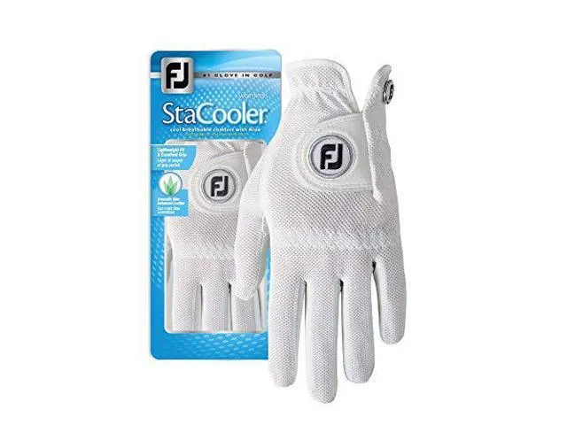 FootJoy Womens StaCooler Golf Glove, Pearl Large, Worn on Right Hand