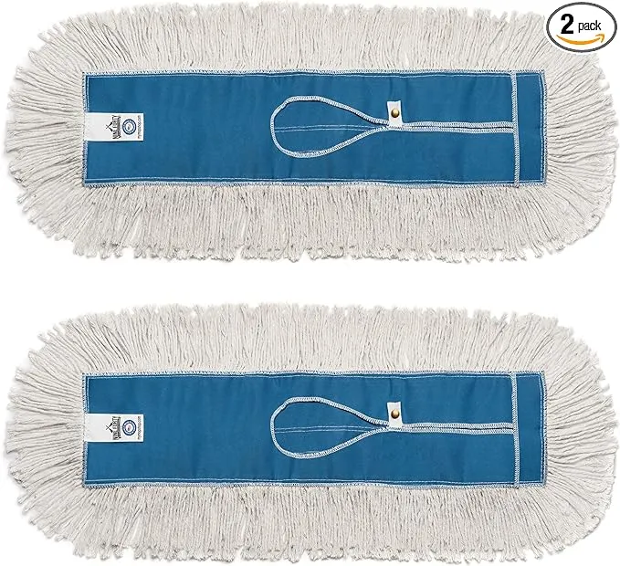 Nine Forty Industrial-Grade 24x5 Cotton Dust Mop Head Refills, Perfect Replacement for Busy Home, Gym, Industrial and Commercial Spaces, Heavy-Duty Mop for Janitorial & Housekeeping Needs - 2 Pack