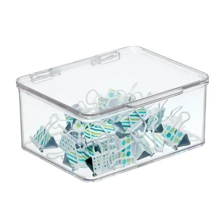 mDesign Small Plastic Desk Organizer Box Bin