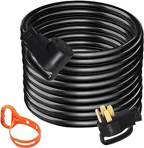 50FT 50Amp RV Extension Cord NEMA N14-50P to N14-50R, 125 / 250V Heavy Duty STW 6/3+ 8/1 RV Power Cord, for EV Charging and RV Trailer Campers