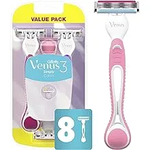 Gillette Venus Simply3 Disposable Razors for Women, 8 Count, Designed for a Close and Comfortable Shave