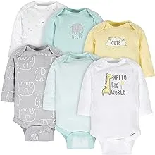 Gerber Baby Boy or Girl Gender Neutral Long Sleeve Onesies Bodysuits, 6-Pack ...