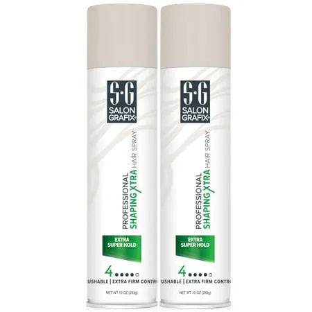 2 Pk Salon Grafix Professional Shaping Xtra Hair Spray Extra Super Hold 10Oz Ea