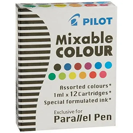 Pilot Parallel Calligraphy Mixable Colour Refill Cartridge, 2 Packs of 12 Colors